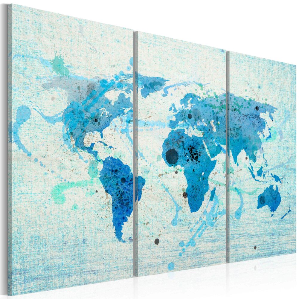 Bimago - Tableau | Terres et océans | 120x80 | Cartes du monde | triptyque | | - Tableaux, peintures