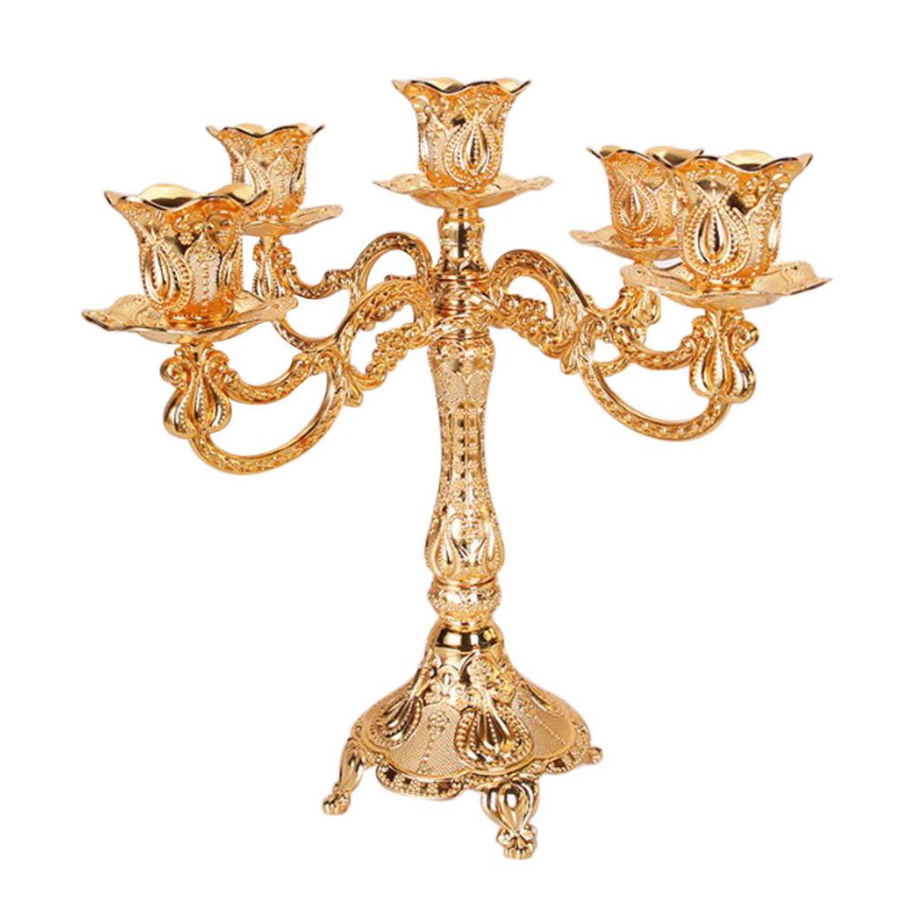 marque generique - chandelier vintage chandelier chandelier pied doré - 5 têtes - Bougeoirs, chandeliers