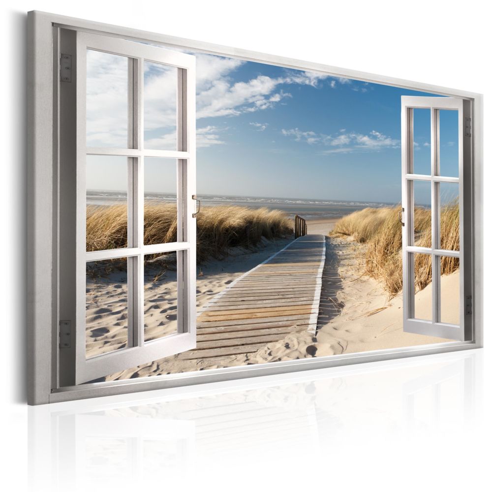Bimago - Tableau - Window: View of the Beach - Décoration, image, art | Paysages | Paysage marin | - Tableaux, peintures