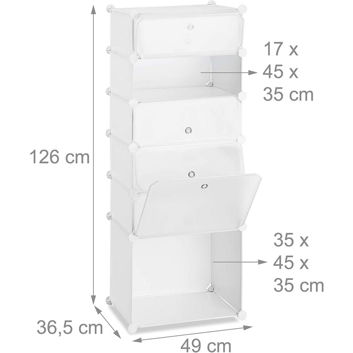 Helloshop26 - Meuble armoire étagère à chaussures avec 6 casiers 126 cm plastique blanc 13_0001636 - Rangements à chaussures