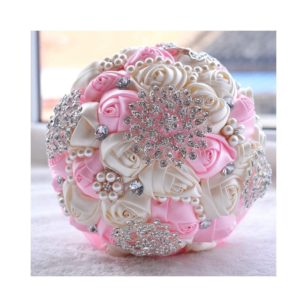 Wewoo - Mariage tenant perle diamant fleurs rose bouquet de mariée accessoires demoiselle d'honneur strass partie décoration de fournitures, diamètre: 20cm - Décorations de Noël