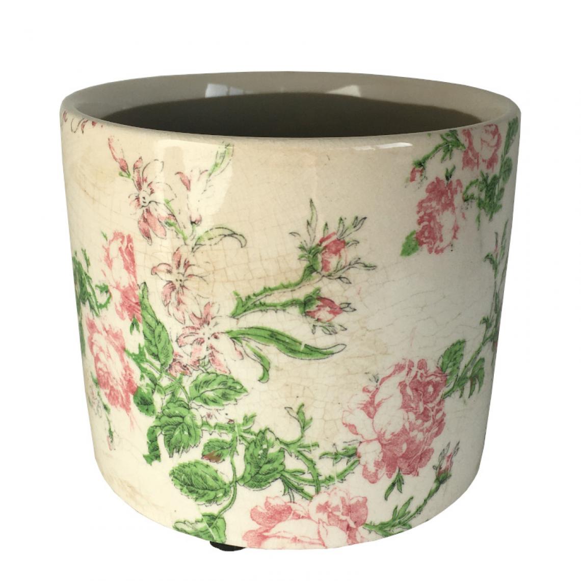 L'Originale Deco - Style Ancien Pot Cache Pot Fleurs Plantes Rond Rose ø12 cm - Pots, cache-pots