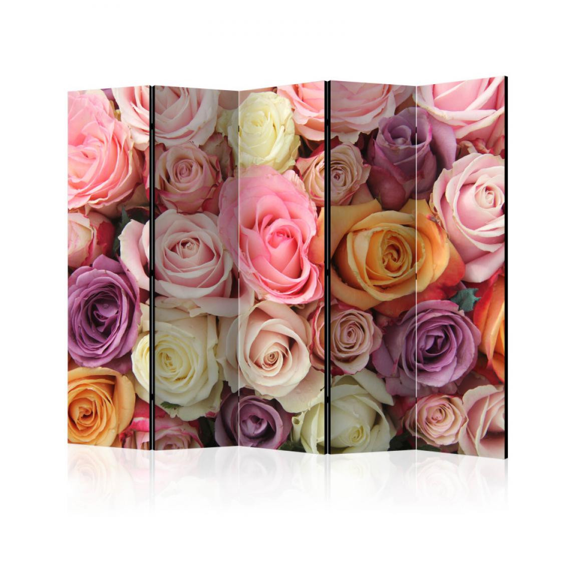 Artgeist - Paravent 5 volets - Pastel roses II [Room Dividers] 225x172 - Paravents