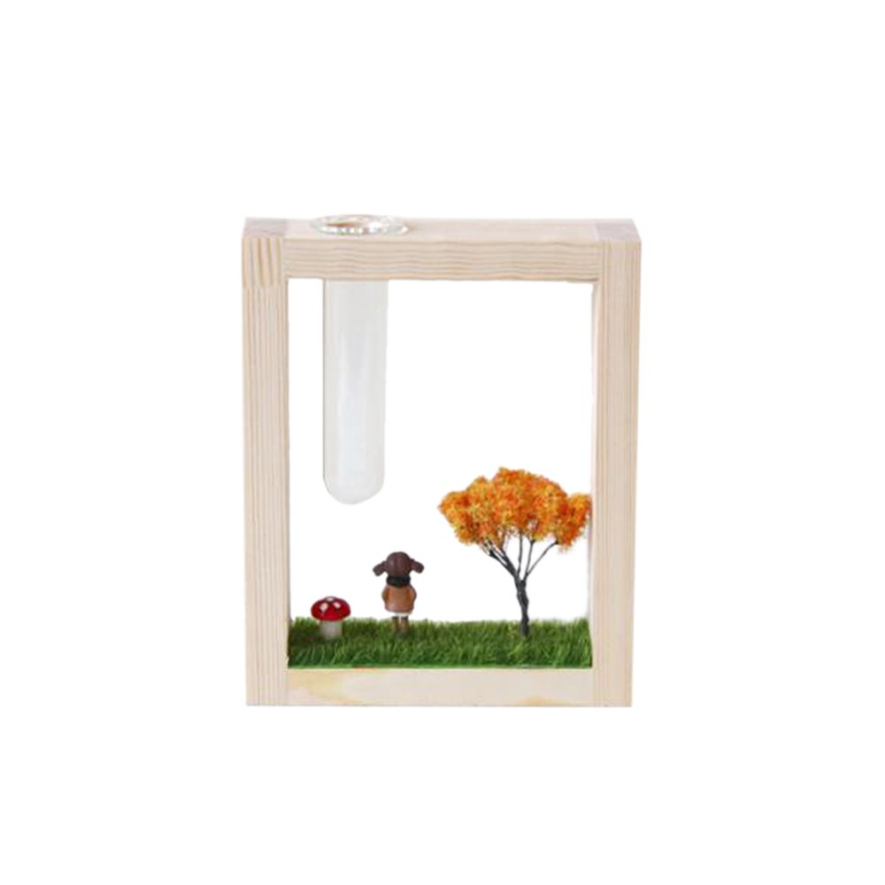 marque generique - Suspendu micro paysage tube d'essai vase à fleurs vase hydroponique en bois stand a - Vases
