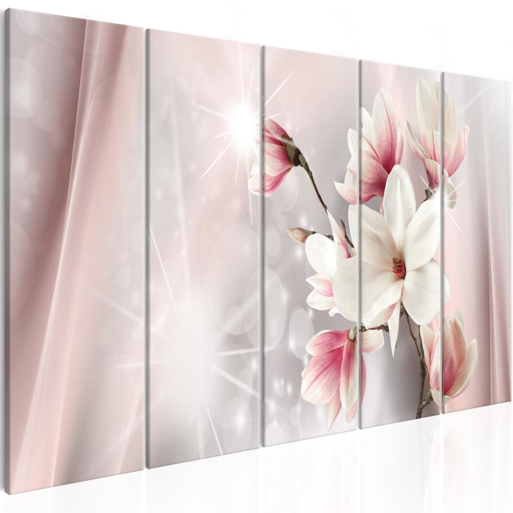 Artgeist - Tableau - Dazzling Magnolias (5 Parts) Narrow 200x80 - Tableaux, peintures