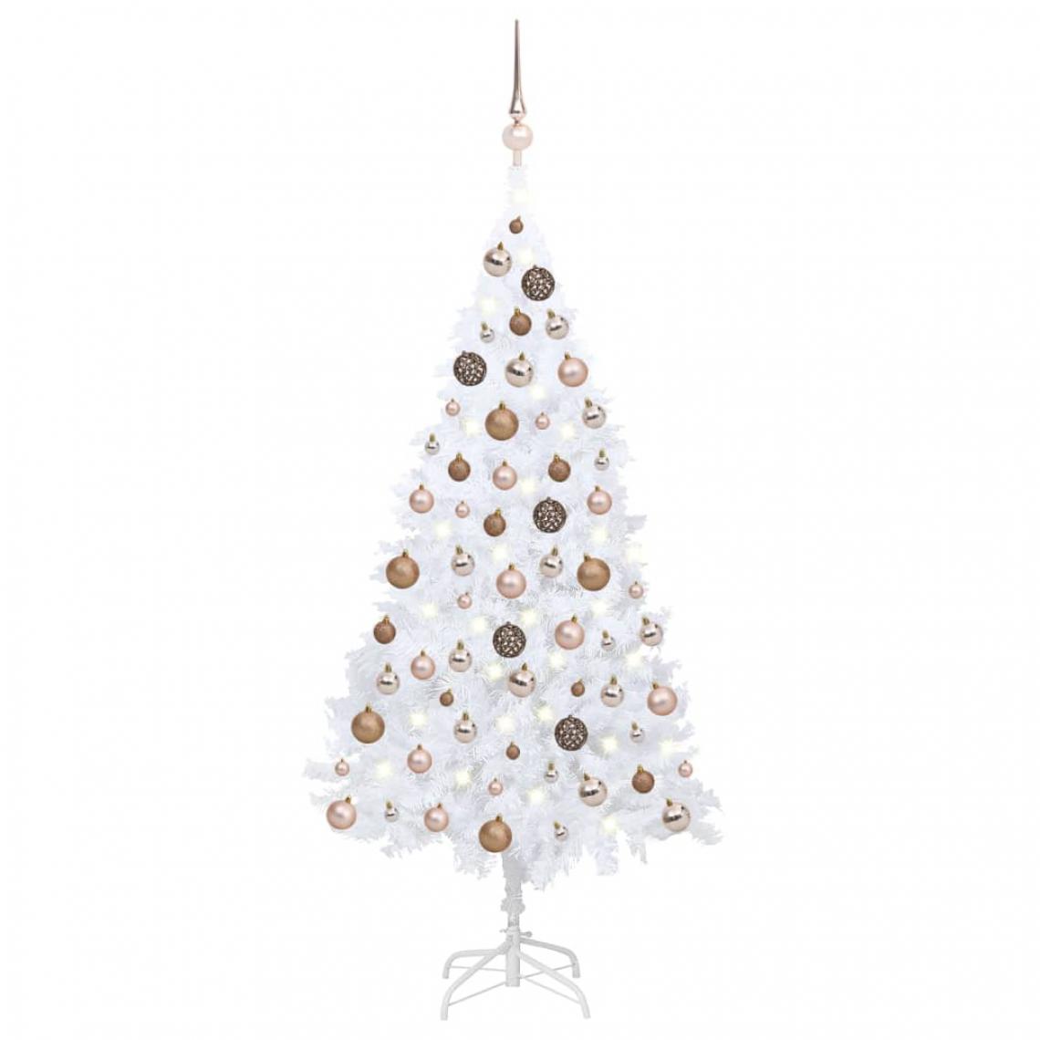 Vidaxl - vidaXL Arbre de Noël artificiel avec LED et boules Blanc 120 cm PVC - Sapin de Noël