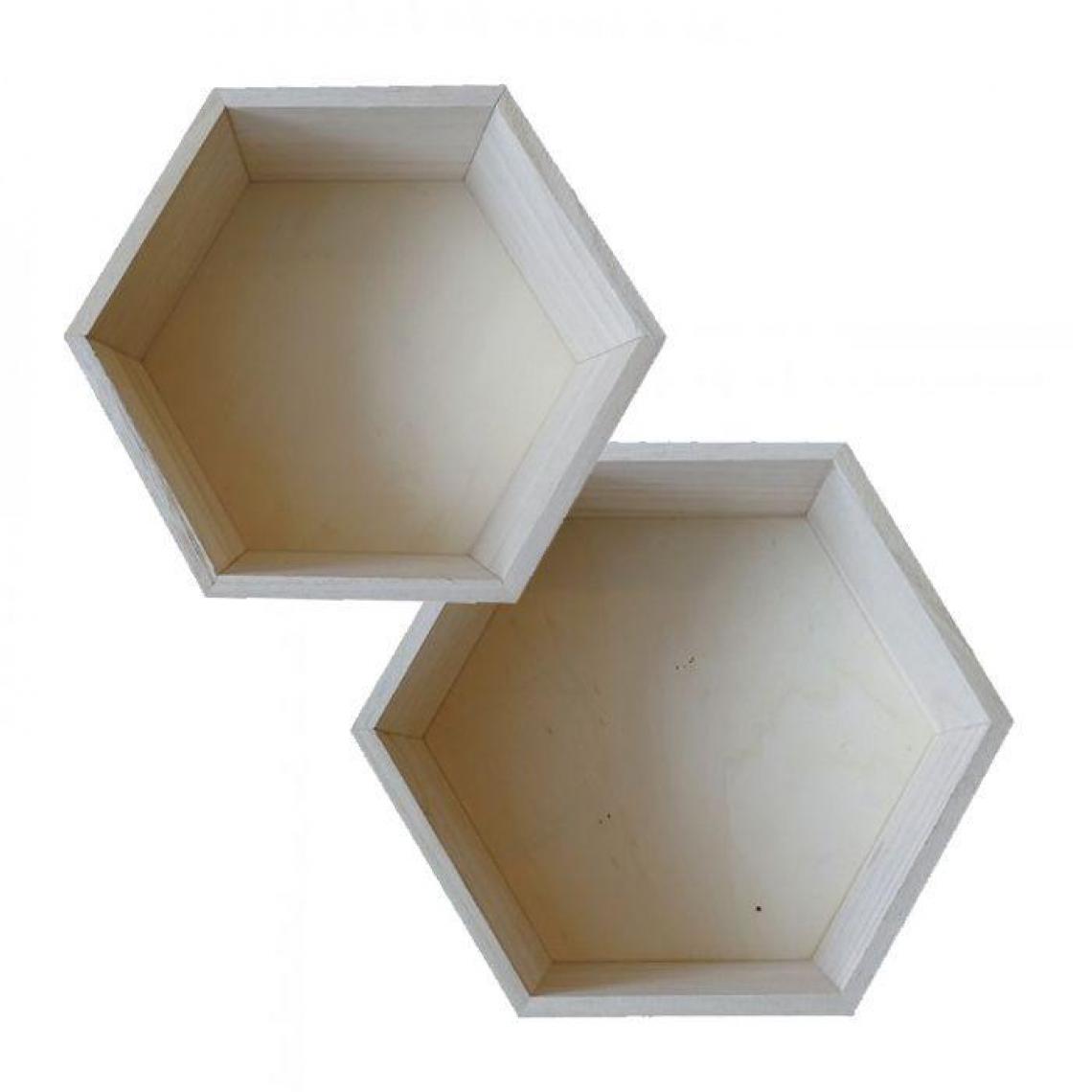 Artemio - 2 étagères hexagonales en bois - 24 x 21 cm et 27 x 23,5 cm - Objets déco