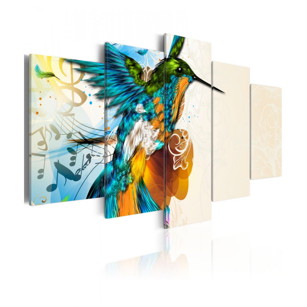 Artgeist - Tableau - Bird's music - 5 pieces 100x50 - Tableaux, peintures