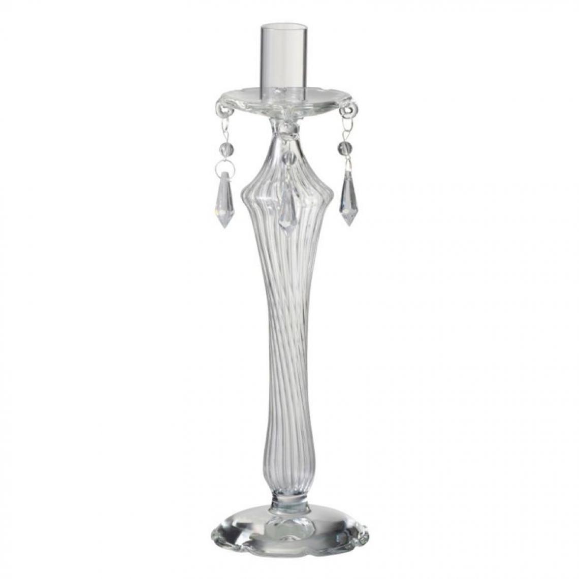 Paris Prix - Bougeoir Design Perles 28cm Transparent - Bougeoirs, chandeliers
