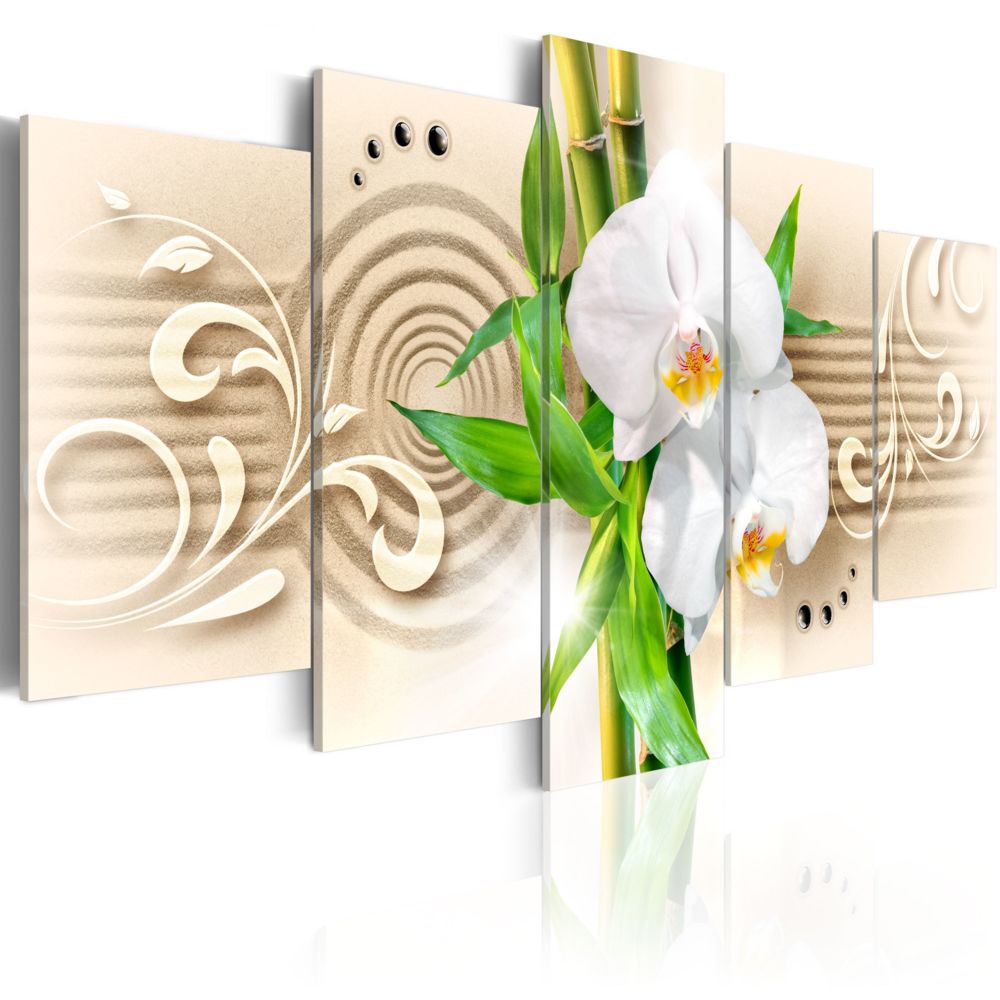 Bimago - Tableau | Orchids, babmbus and zen | 200x100 | XXL | Fleurs | Orchidées | | - Tableaux, peintures