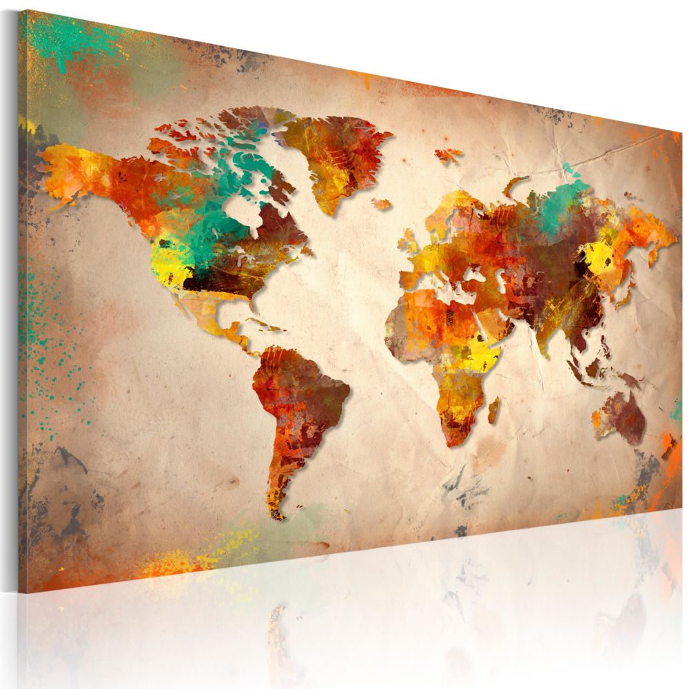 Bimago - Tableau - Painted World - Décoration, image, art | Cartes du monde | - Tableaux, peintures