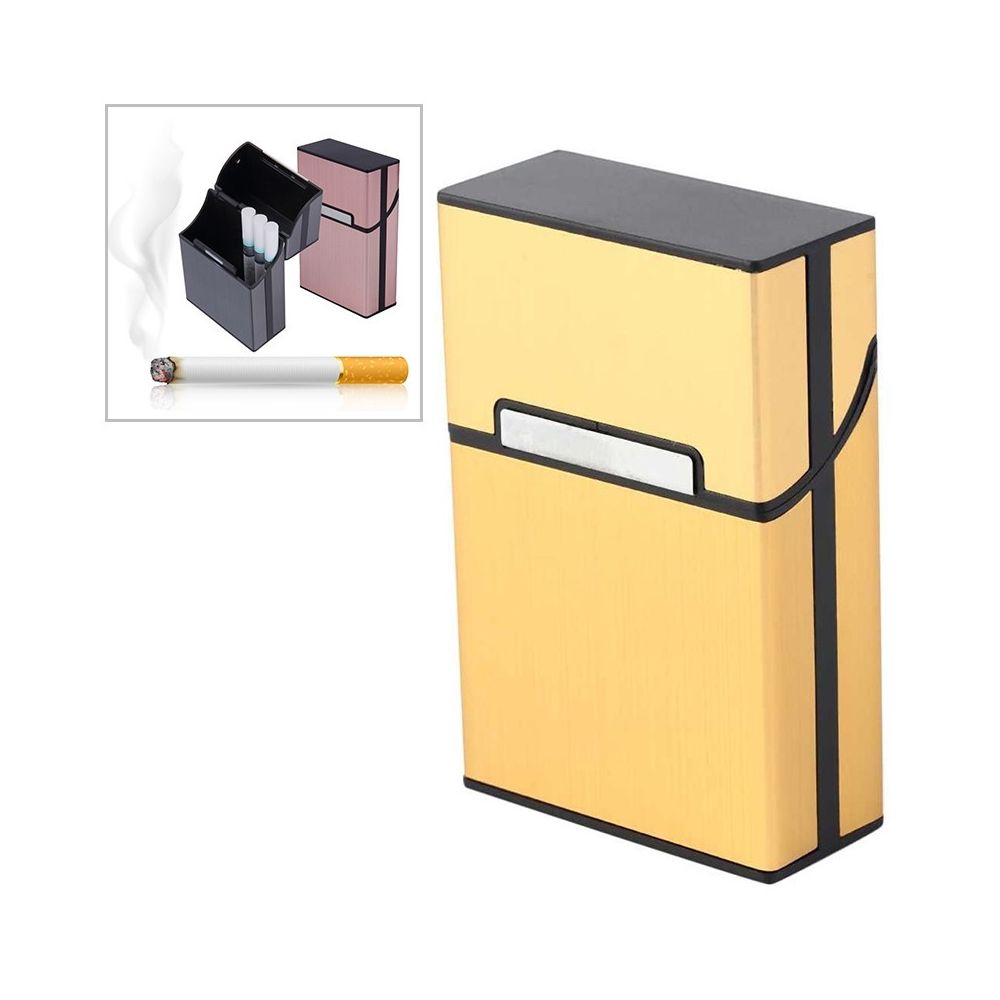 Wewoo - Cigarette en aluminium étui à cigarettes porte-tabac boîte de poche contenant de stockage de fumer ensemble or - Cendriers