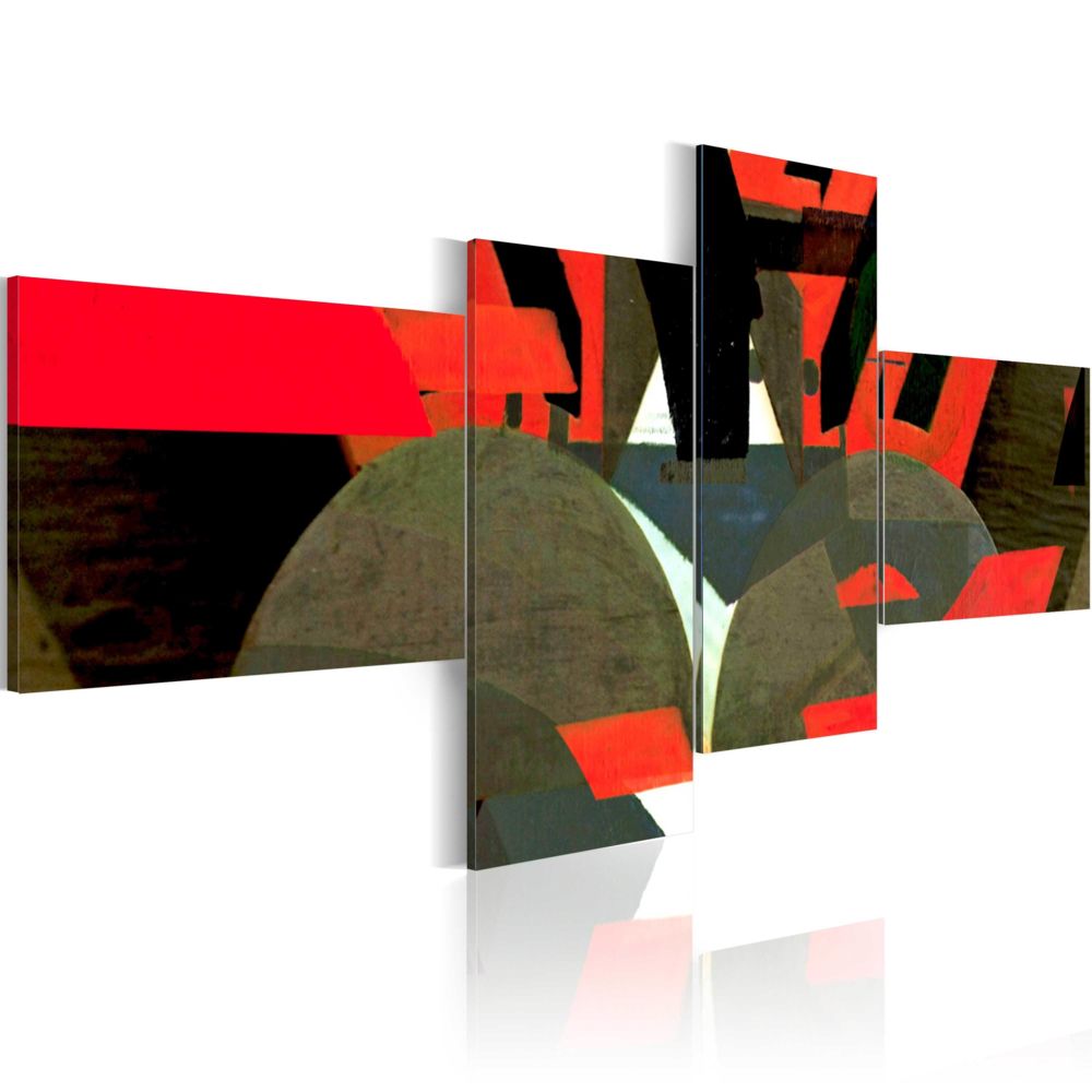 Bimago - Tableau | Noir, rouge et formes abstraites | 100x45 | | - Tableaux, peintures