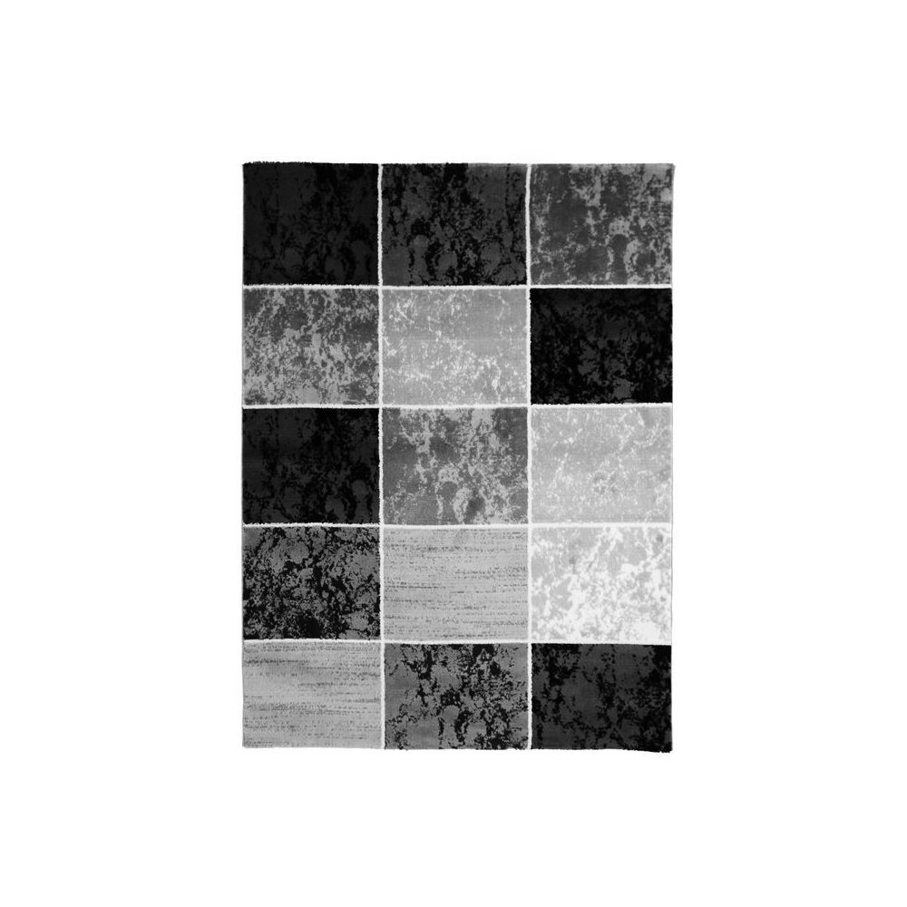 Mon Beau Tapis - METRO - Tapis à motifs cubes noir 200x290 - Tapis
