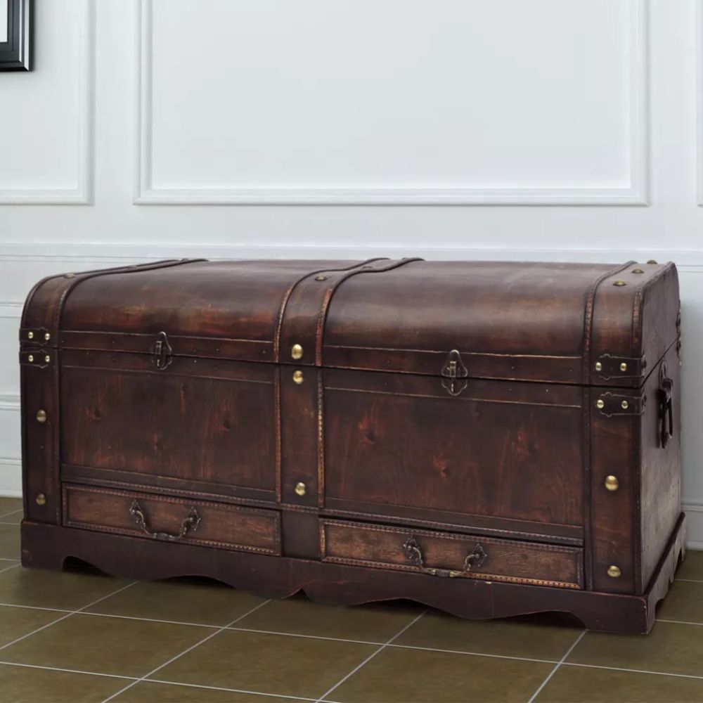marque generique - Chic Armoires et meubles de rangement serie Roseau Coffre de rangement en bois Large Marron - Malles, coffres