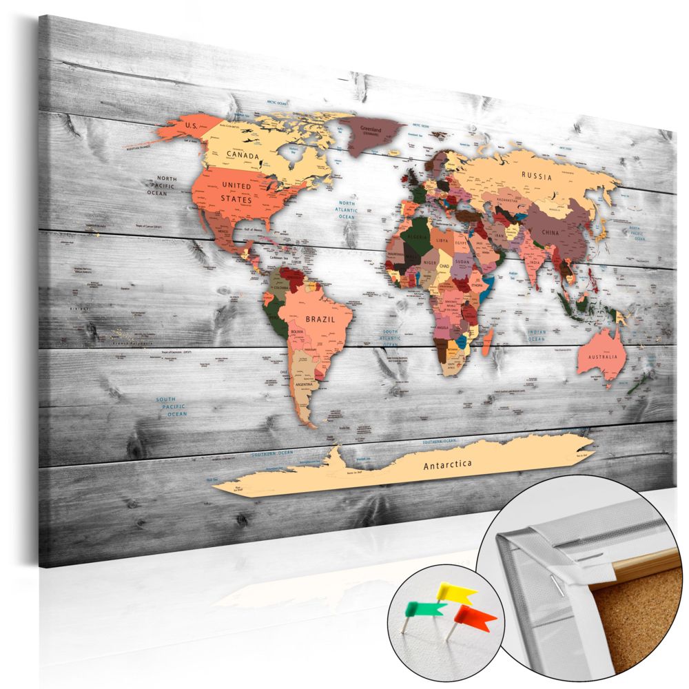 Bimago - Tableau en liège - Direction World [Cork Map] - Décoration, image, art | - Tableaux, peintures