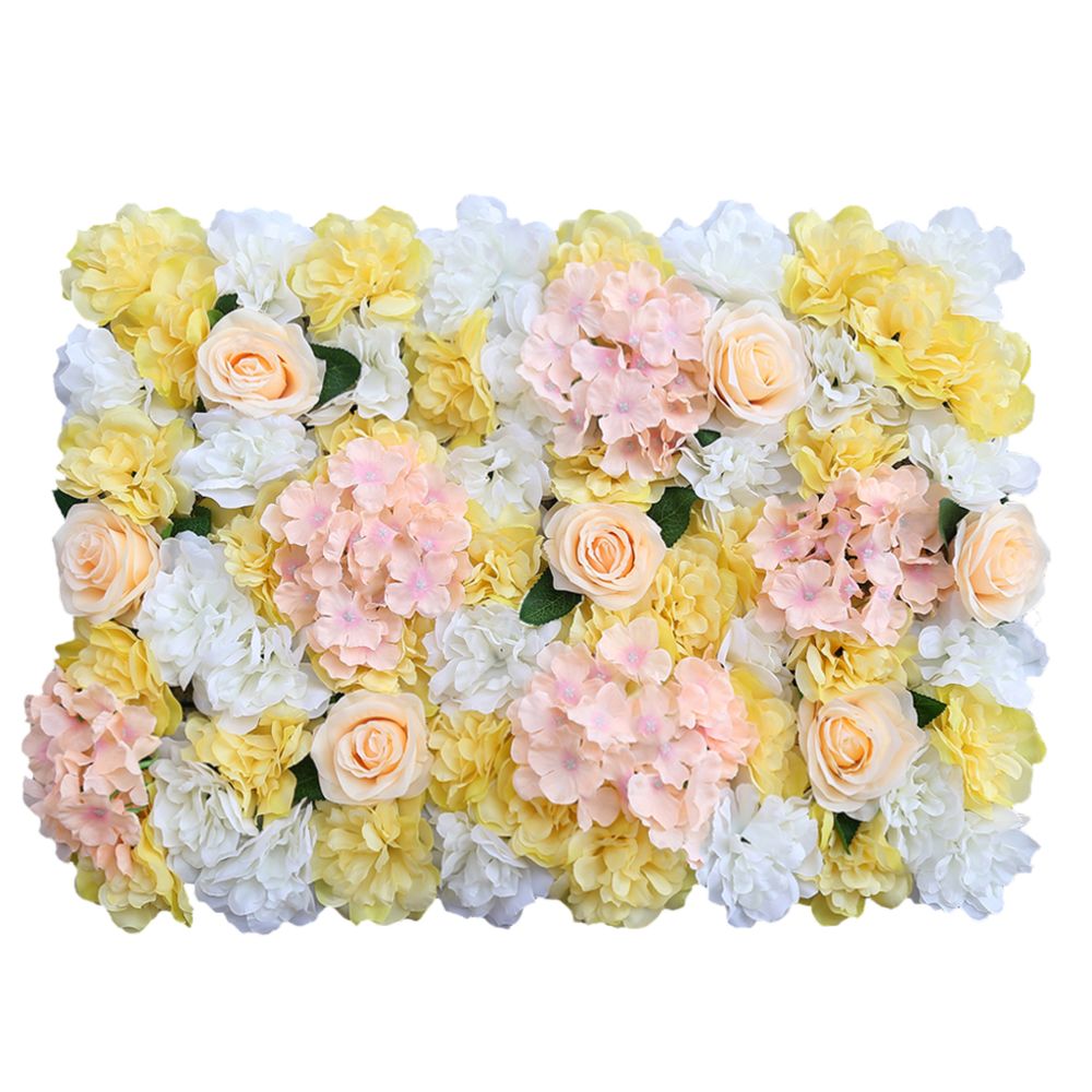 marque generique - Soie artificielle faux rose fleur mariage scène fond décor jaune clair - Objets déco