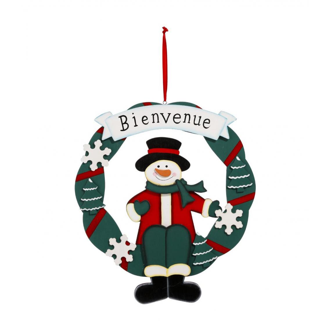 Feeric Lights And Christmas - Feeric Christmas - Déco de Noël Couronne BIENVENUE en bois décoré D 30 cm - Décorations de Noël