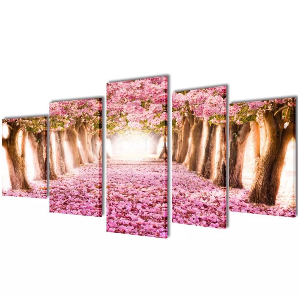 Vidaxl - vidaXL Set de toiles murales imprimées Cerisiers en fleurs 200 x 100 cm - Affiches, posters