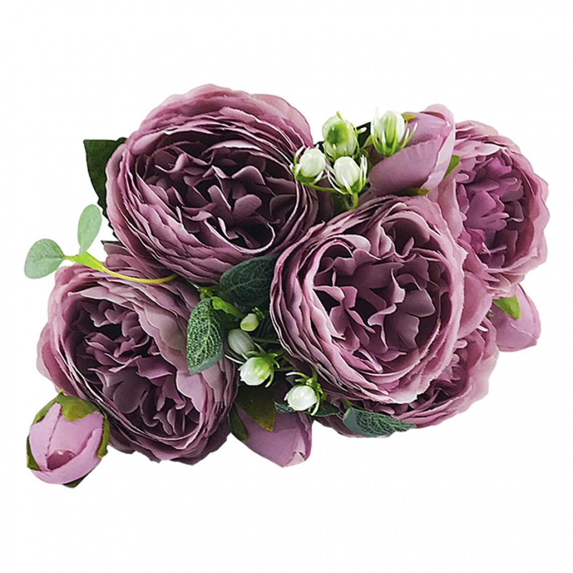 marque generique - Faux Persian Rose 5 Fleurs Bouquet De Soie Décoration De Fête Embellissement Bleu - Plantes et fleurs artificielles