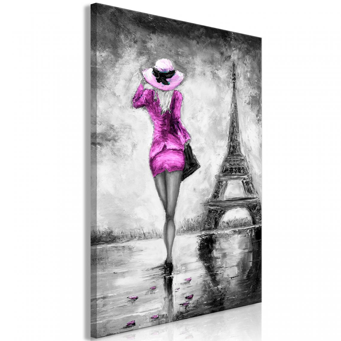 Decoshop26 - Tableau sur toile décoration murale image imprimée cadre en bois à suspendre Parisienne (1 Partie) rose Vertical 60x90 cm 11_0007491 - Tableaux, peintures