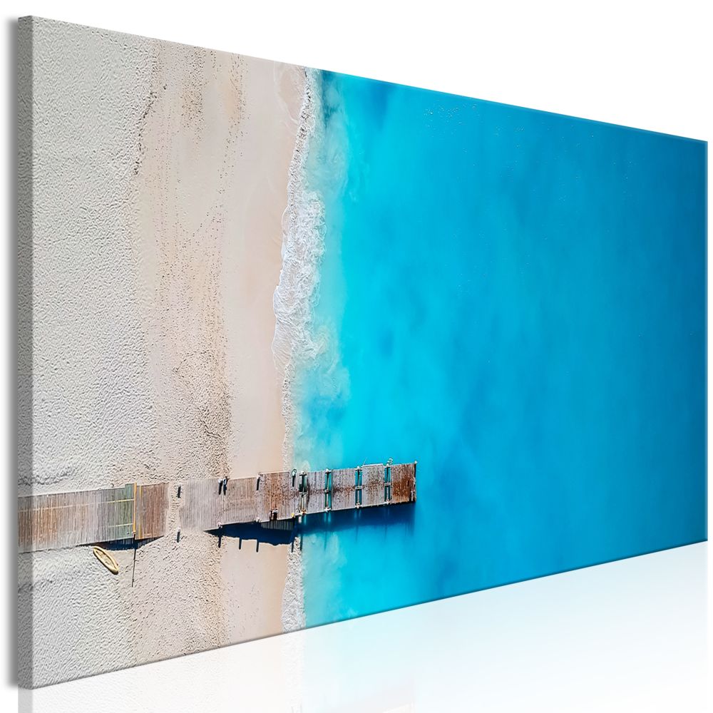 Bimago - Tableau - Sea and Wooden Bridge (1 Part) Narrow Blue - Décoration, image, art | Paysages | Paysage marin | - Tableaux, peintures
