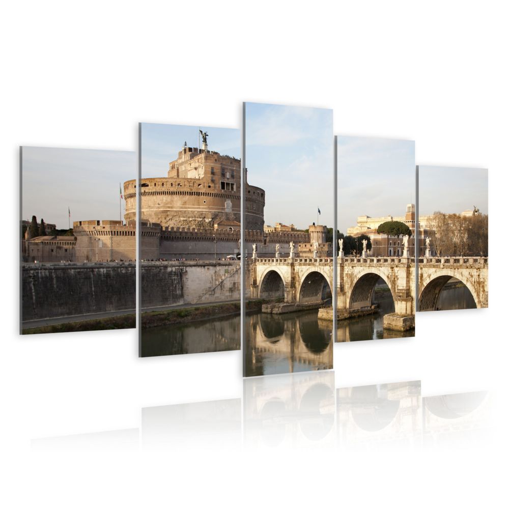 Bimago - Tableau | Pont Saint | 100x50 | Villes | Rome | Ange à l'aube | - Tableaux, peintures