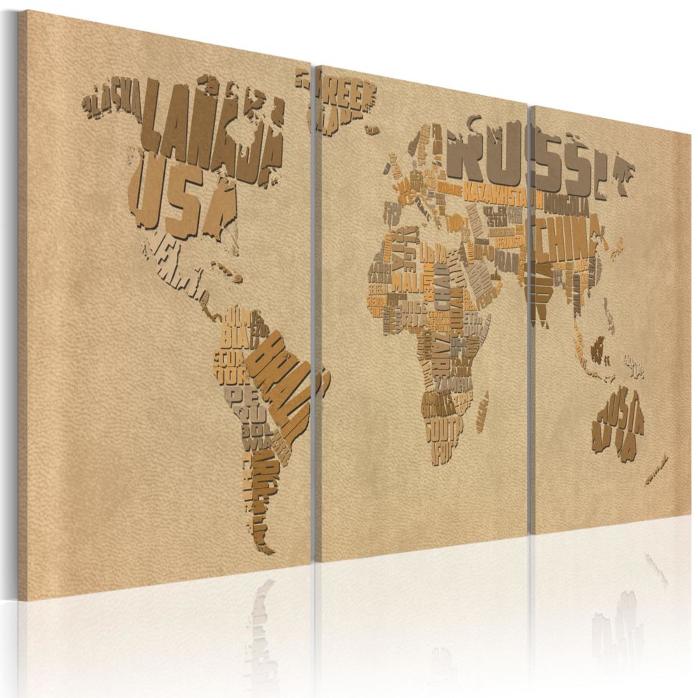 Artgeist - Tableau - Carte du monde en beige et brun 120x60 - Tableaux, peintures