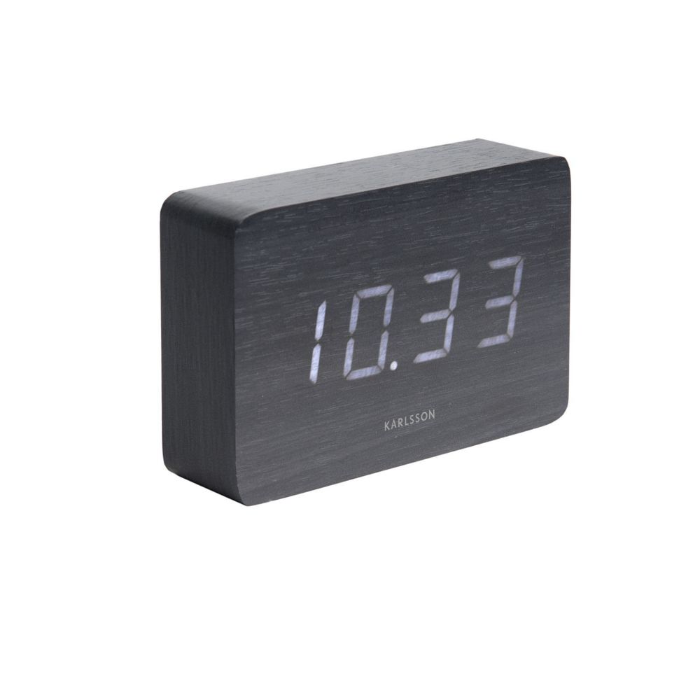 Karlsson - Horloge réveil en bois Square - H. 10 cm - Noir - Horloges, pendules