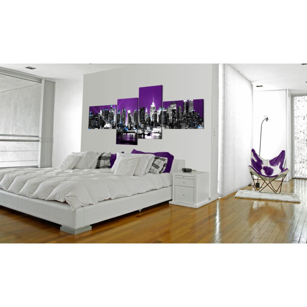 marque generique - 200x90 Tableau New York Villes Admirable New York sur le fond violet - Tableaux, peintures