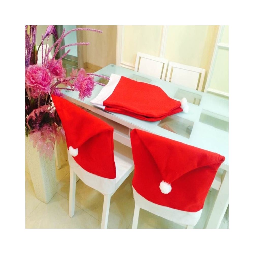 Wewoo - Couverture arrière chaise père noël chapeau rouge pour la maison nouvel an décor - Décorations de Noël