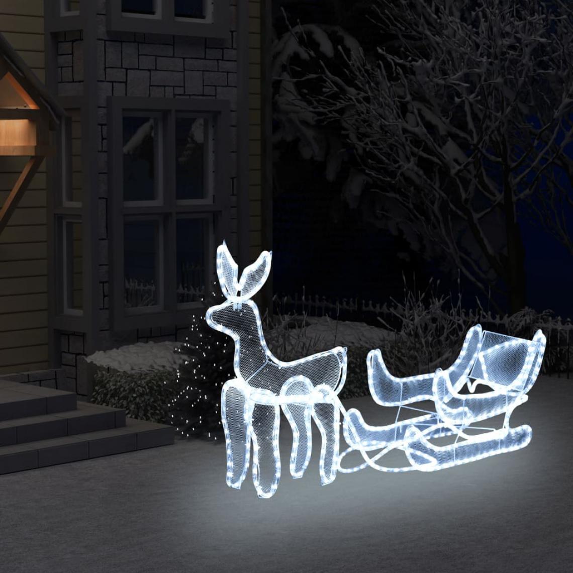 Wottes - Cordon lumineux de Noël Renne et traîneau avec maille -216 LED - Décorations de Noël