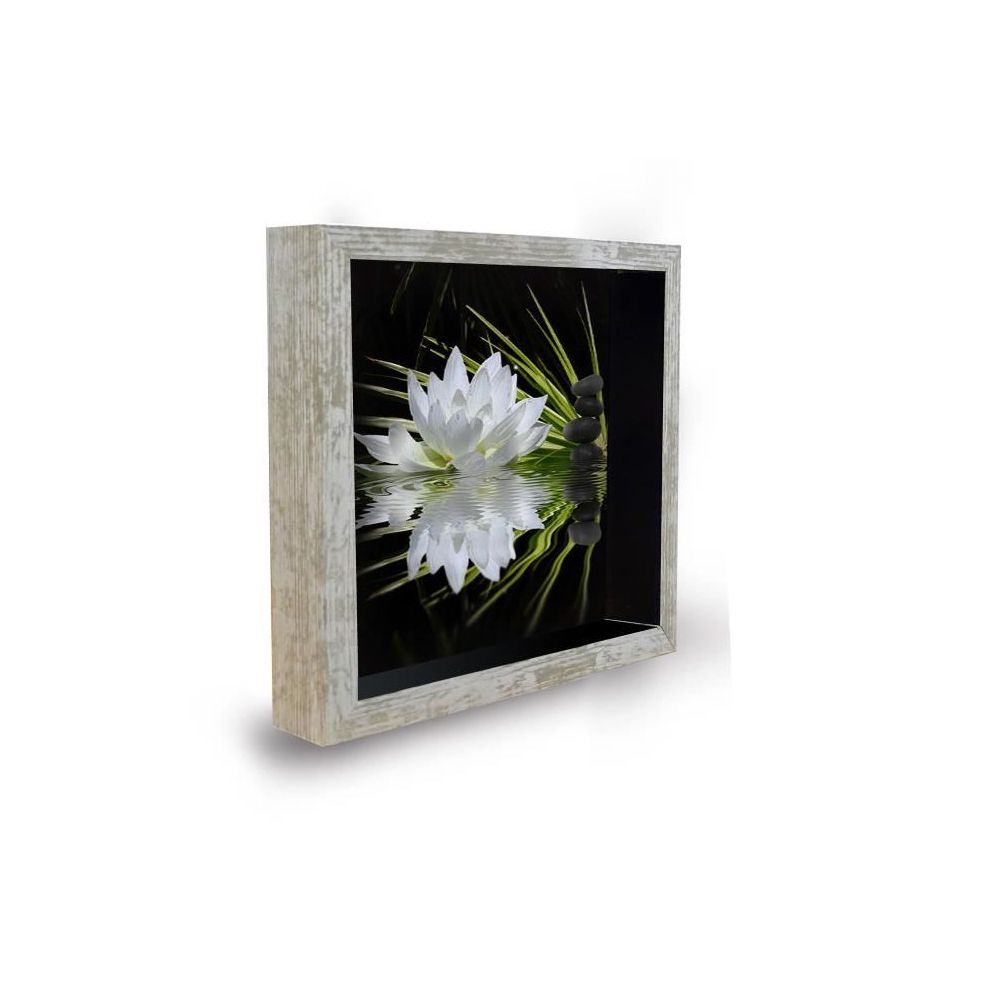 Artesania - Tableau déco cadre vitrine 20x20 - Lotus zen - Tableaux, peintures