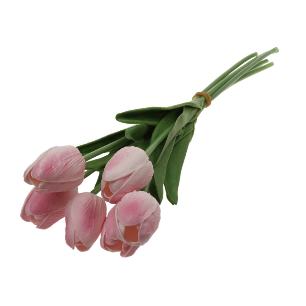 marque generique - Pu Toucher Maison Décor Floral Mini Tulipe Bouquet Artificielle Bouquet De Fleurs Rose - Plantes et fleurs artificielles
