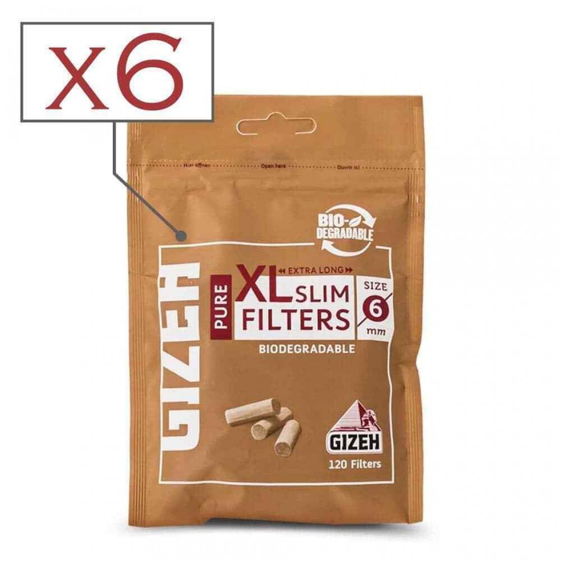 Gizeh Tubes Et Filtres - Lot de 6 sachets de filtres à cigarette Gizeh Pure XL Slim - Cendriers