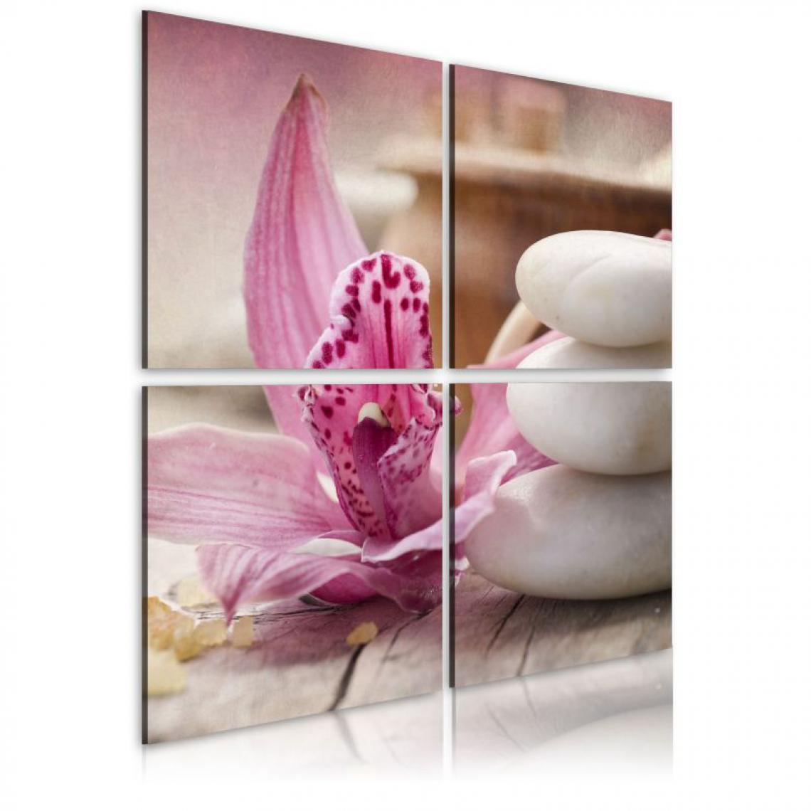 Artgeist - Tableau - Orchidée et zen .Taille : 80x80 - Tableaux, peintures