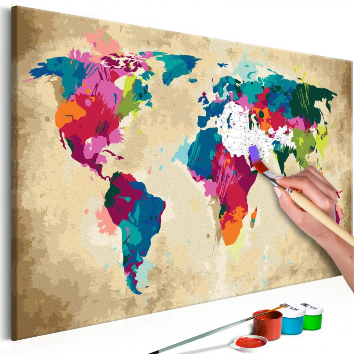 Paris Prix - Tableau à Peindre Soi-Même Carte du Monde Colorée 40x60cm - Tableaux, peintures