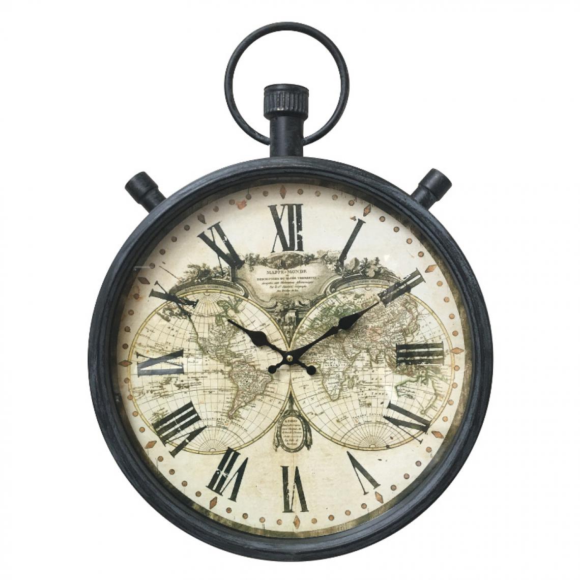 L'Originale Deco - Horloge de Gare Horloge Industrielle Murale Gousset Fer Verre 60 cm x 44 cm - Horloges, pendules