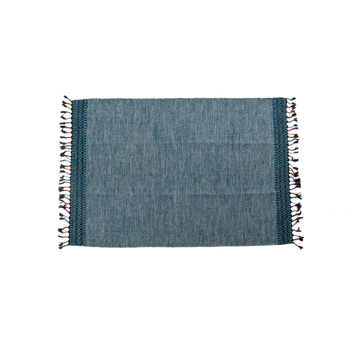 Alter - Tapis moderne Dallas, style kilim, 100% coton, bleu, 110x60cm - Tapis