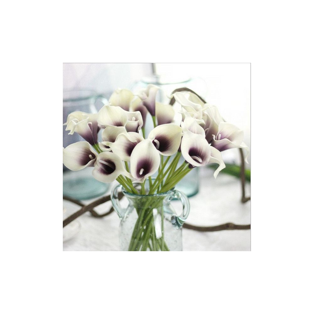 marque generique - 9xpu Fleur Artificielle Calla Mariage Lys Bouquet Décor Floral Blanc Violet - Plantes et fleurs artificielles