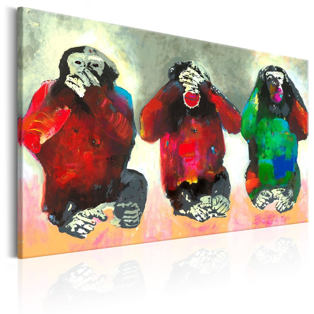 Bimago - Tableau - Three Wise Monkeys - Décoration, image, art | Animaux divers | - Tableaux, peintures