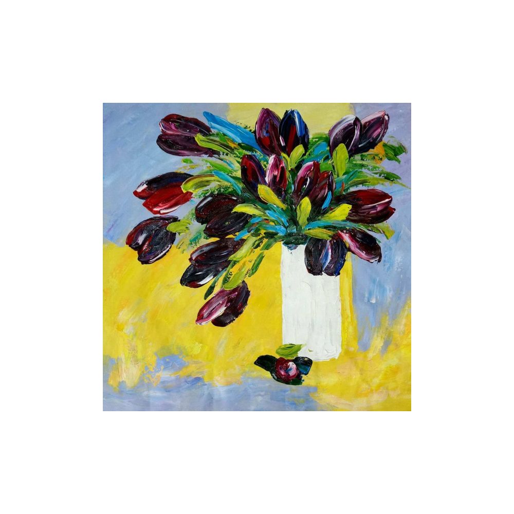 Mathi Design - Tableau Tulipes Noires - Tableaux, peintures