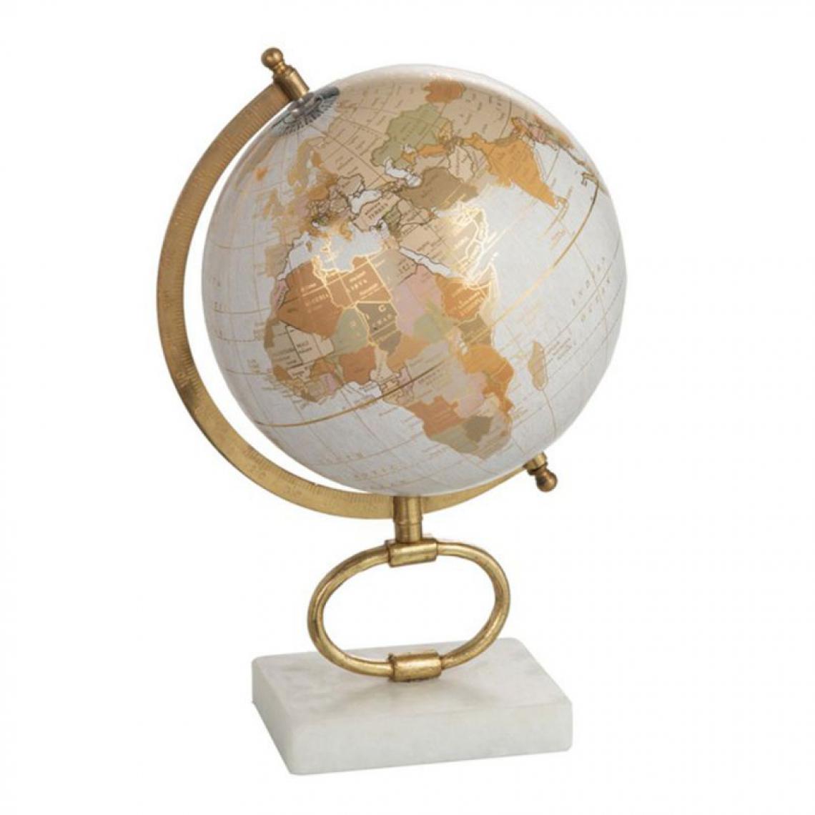 Paris Prix - Globe sur Pied en Marbre Mappemonde 36cm Or - Statues