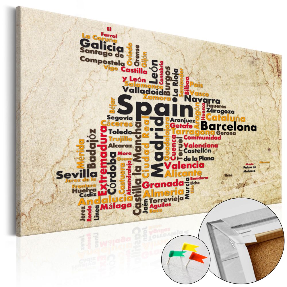 Bimago - Tableau en liège - Spanish Cities (ES) [Cork Map] - Décoration, image, art | - Tableaux, peintures