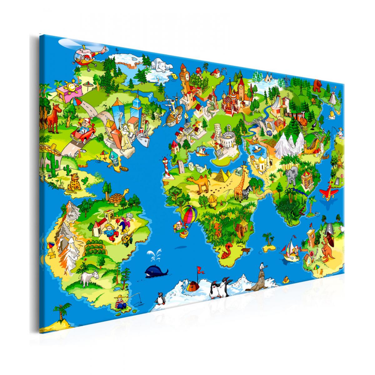 Artgeist - Tableau - Children's Map (1 Part) Wide 120x80 - Tableaux, peintures