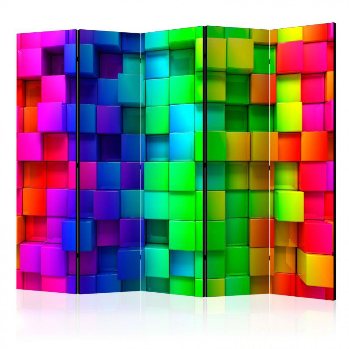 Artgeist - Paravent 5 volets - Colourful Cubes II [Room Dividers] .Taille : 225x172 - Paravents