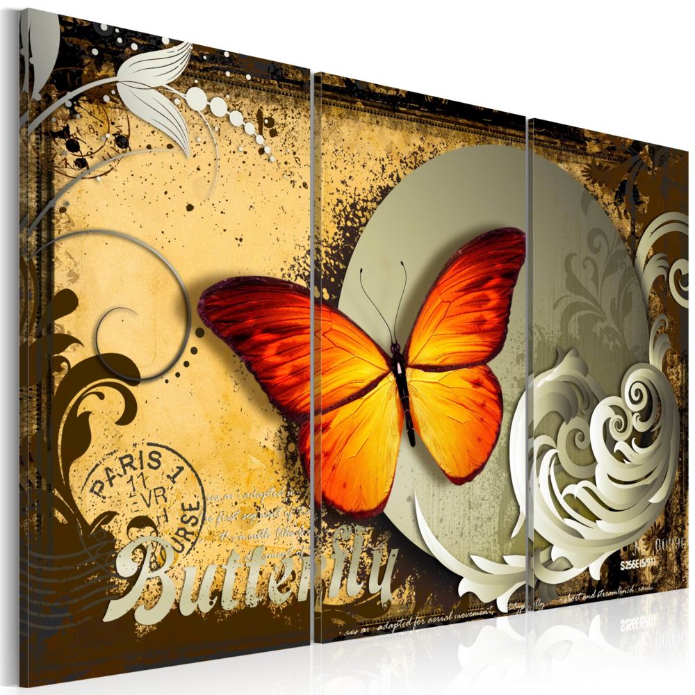 Bimago - Tableau - Flight of a butterfly - Décoration, image, art | Vintage | - Tableaux, peintures