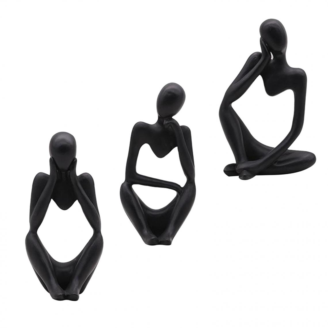 marque generique - 3 Pièces Penseur Sculpture Figurine Statues À La Maison Bibliothèque Moderne Ornement Décor - Statues