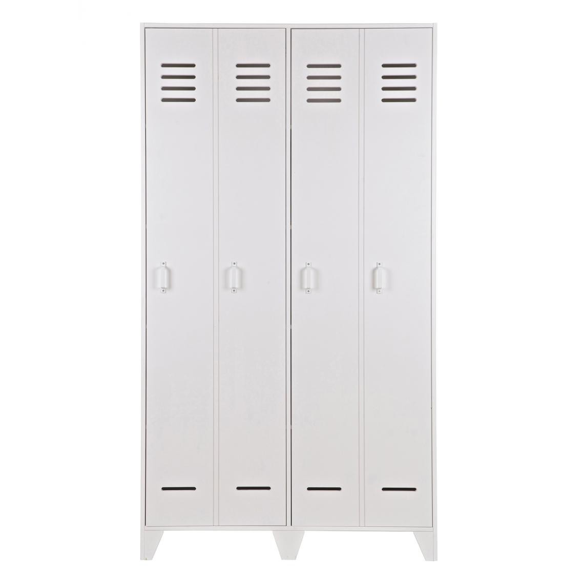 Pegane - Vestiaire 2 portes droites en pin blanc D : 187 x 103 x 40 cm - Vestiaire