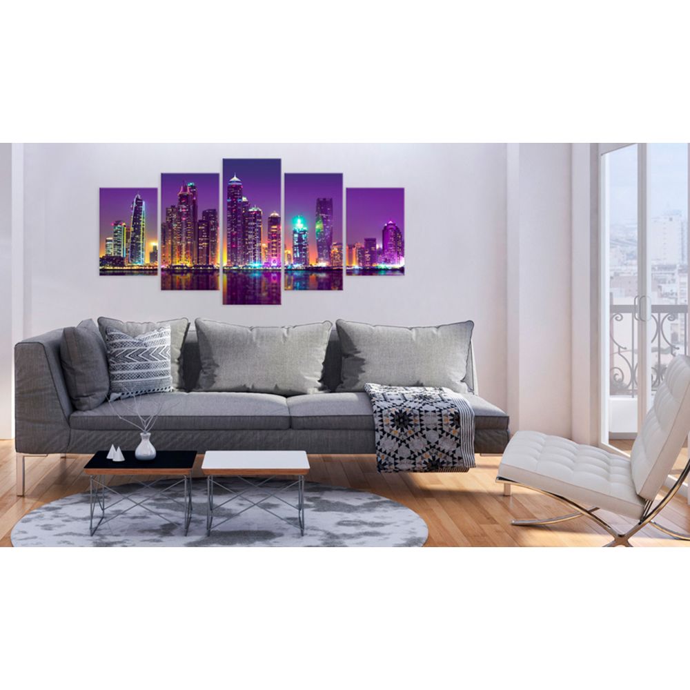 marque generique - 200x100 Tableau Villes du monde Villes Superbe Purple Nights - Tableaux, peintures